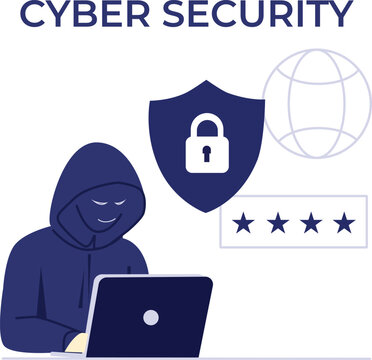 Cyber Security Protection and Digital Data Privacy Illustration