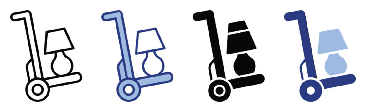 Moving dolly with a lamp icon symbolizing home relocation and fragile item transport services