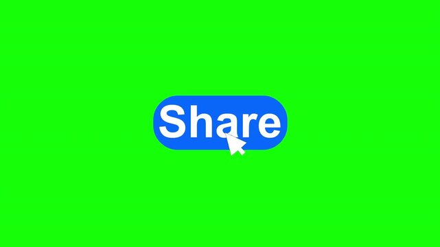 Share Button Social Media Animation on Green Screen