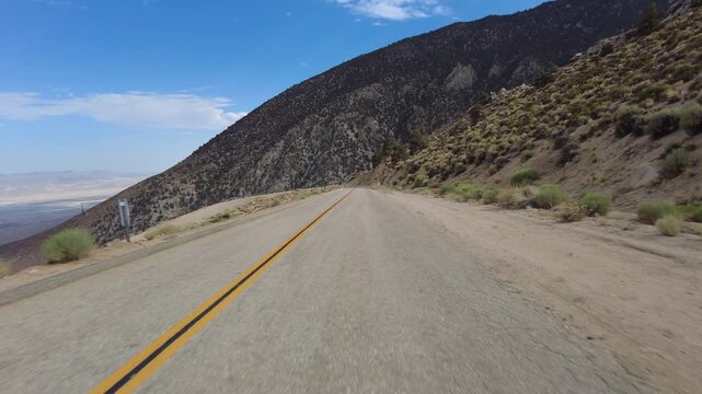 Sierra Nevada Mts Horseshoe Meadow Road Descend 21 MultiCam Front View Driving Plate California USA