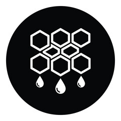 Honeycomb with honey drops on black circular background icon icon © designer_hubs