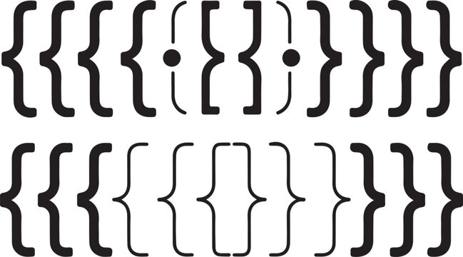 Black bracket set. Vector illustration