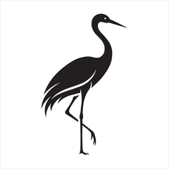 Obraz premium Crane Bird Silhouette Vector Illustration Elegant Wildlife