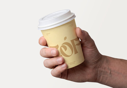 Hand Holding Paper Cup Mockup