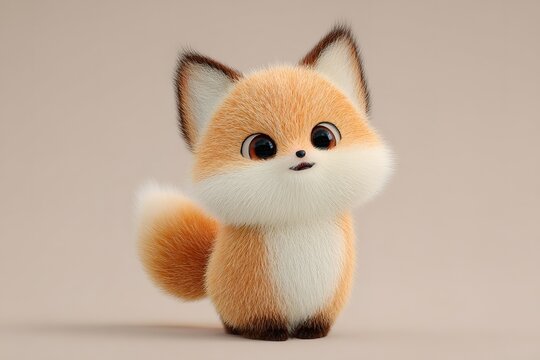 cute cartoon style 3d rendering fox 