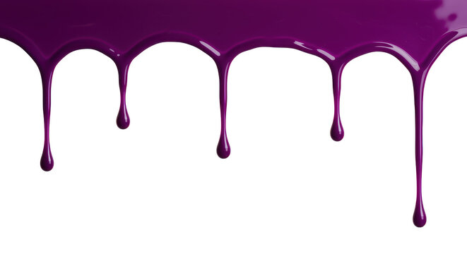 Purple liquid drips on white background