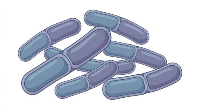 Illustration of blue and purple capsules on a white background, with a simple graphic design and a clean aesthetic look