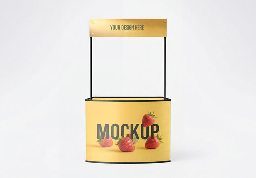 Modern Exhibition Display Stand Mockup with Counter Booth Branding