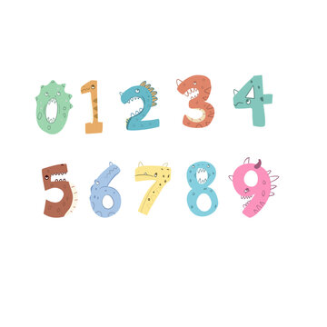 numbers dyno vector doodle illustrations perfect for Merchendise and book illustrations