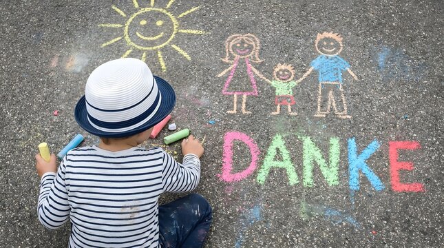 Heartfelt father's day chalk art of family and gratitude