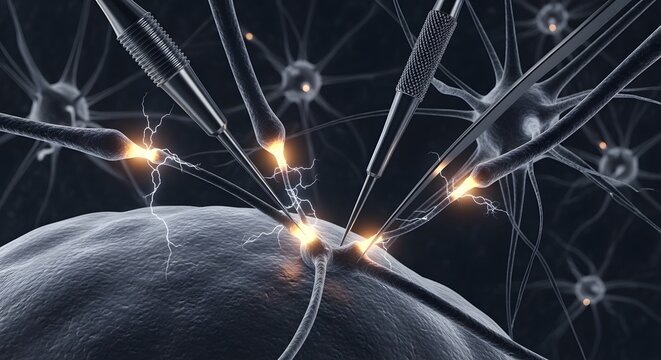 Neural Interface Technology And Brain Stimulation Illustration