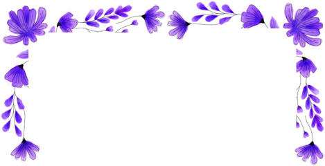 Purple Flower Frame Background wedding invitation template set with romantic purple floral and leaves decoration Wedding frame wreath green and purple flowers ornament PNG © Pngs Mart
