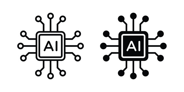 AI processor chip icon series in black