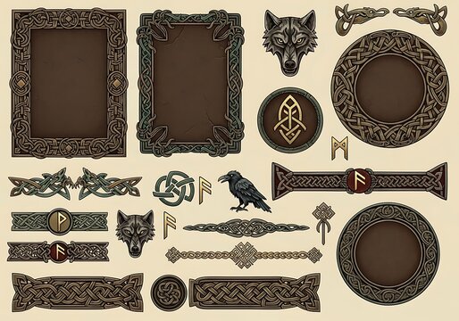 Viking Ornaments and Frames - A Collection of Norse Art.