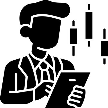 Glyph Solid Stock Broker Icon