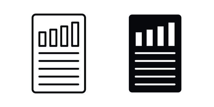 Business report icon series in black