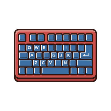 Colorful blue keyboard with red frame.