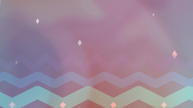 Abstract background with moving zigzag lines and floating diamond shapes