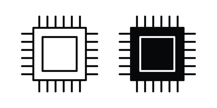 Computer microchip icon series in black