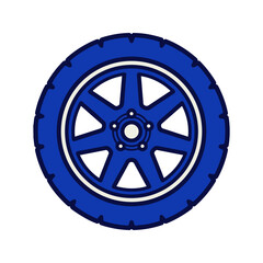 Obraz premium Blue Car Tire Wheel Closeup View.
