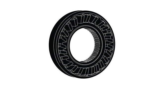 tire silhouette on a white background black and white outline