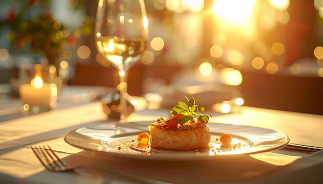 A serene table setting with a plate of food and a glass