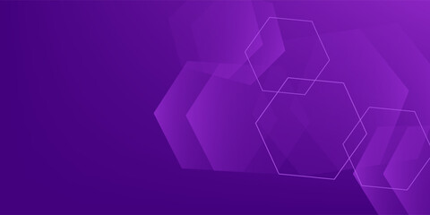 Modern banner purple background with hexagon lines. Vector illustration