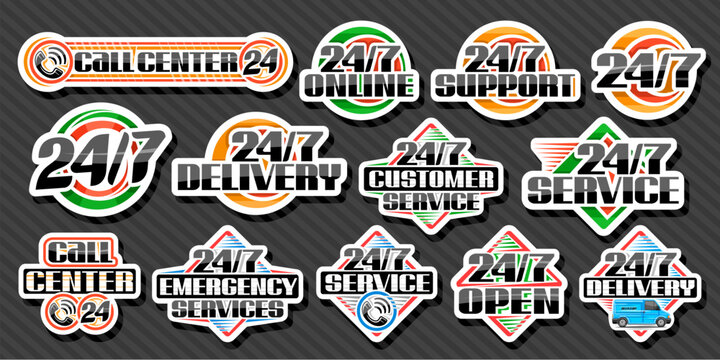 Vector 24/7 Signs Set