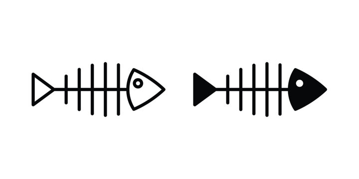 Fish bone icon series in black