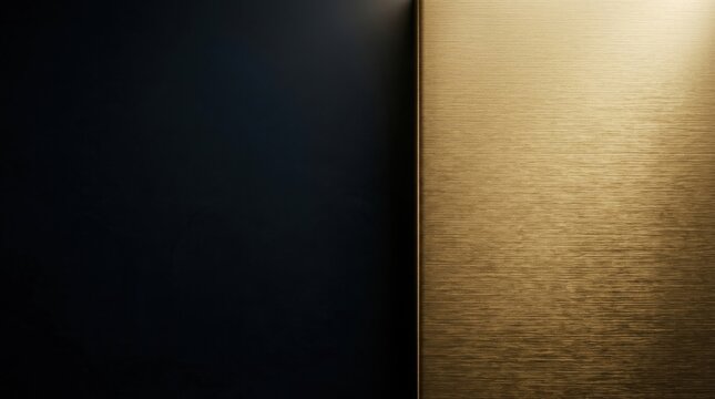 Luxury editorial background with interplay of brushed gold micro-textures and dark obsidian surface