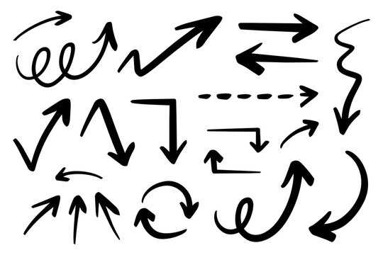ベクターのペンの手書きの矢印セット 黒