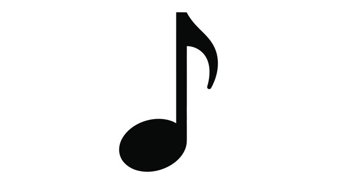 Single eighth note musical symbol in black silhouette high quality professional detailed