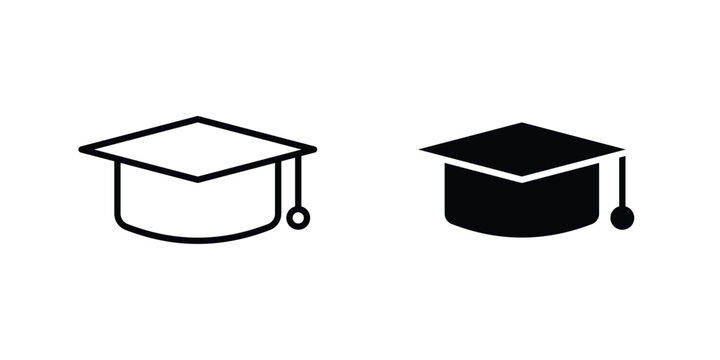 Graduation hat icon series in black