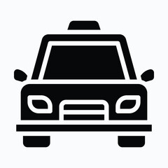Taxi,Cab Isolated Black Solid Vector Icon. © Vector Bazar
