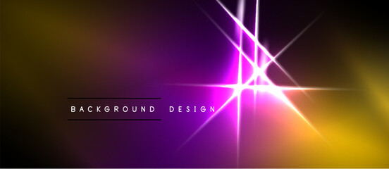 Obraz premium Abstract gradient background. Purple, yellow hues blend. Bright lines radiate from central point. Text reads background design.