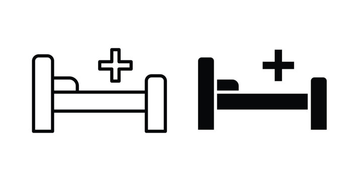 Hospital bed icon series in black