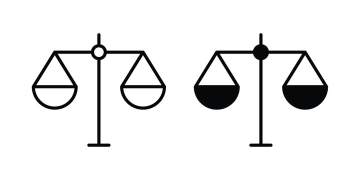 justice balance scale icon series in black