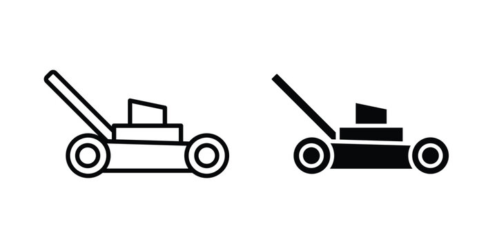 lawn mower icon series in black