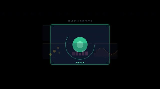 Ai Animation Generator Futuristic ui design with glowing green circle, ideal for tech concepts, science fiction themes, digital innovation, and virtual reality projects.