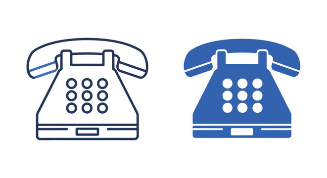 Vintage telephone communication icons - logo icons vector set. Blue, Black and white icons