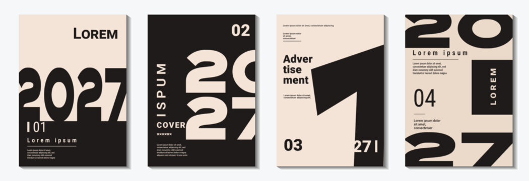  brutalist minimalist poster cover designs oversized typography inspired vector poster collection set