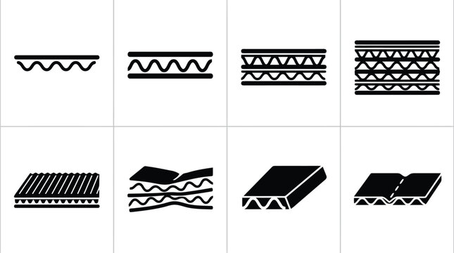 Verschiedene Arten von Wellpappe und deren Schichtenaufbau im Detail dargestellt.