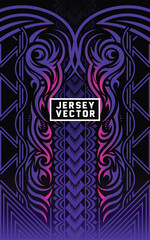 Jersey Vector Apparel Design with Tribal Pattern in Purple and Pink, E sport Jersey Pattern Texture, Soccer, Basketball, Volleyball, Football, Racing Jersey Sublimation Vector. © Sadik