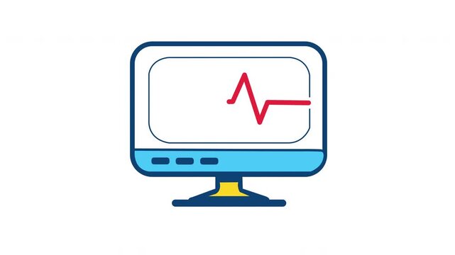 cardiac monitor healthcare  flat icon loop. heart rate monitor