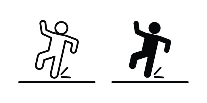 slippery wet floor icon series in black
