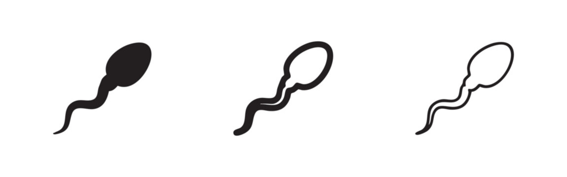 Sperm cell icons set representing reproduction and fertility science illustration