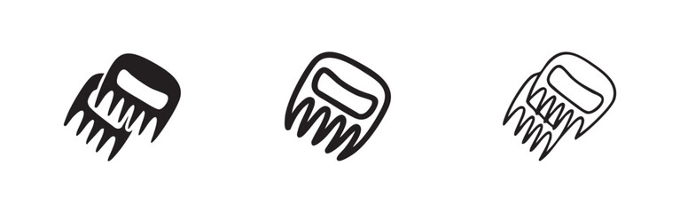 Obraz premium Meat shredder claws icon set for BBQ, grilling, and food preparation.