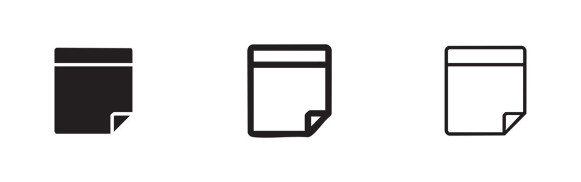 Sticky note or post-it note icon set for reminders and office communication.