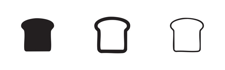 Obraz premium Sliced bread icons set. Loaf of bread outline and glyph style vector illustration. Bakery food item.