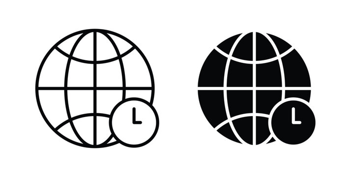 Time zones icon series in black